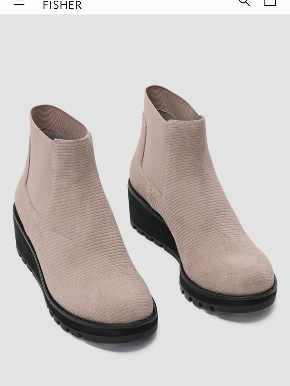 Eileen Fisher Blush Ribbed Chelsea Corduroy Wedge Bootie